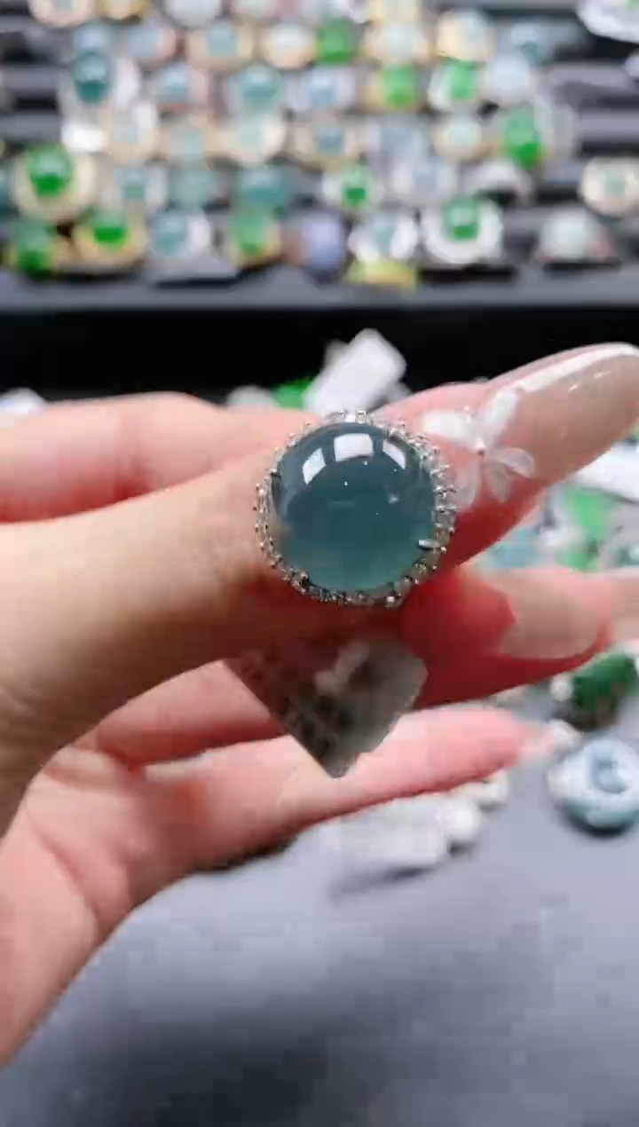 【闪购商品】翡翠戒指银S925镶嵌6544