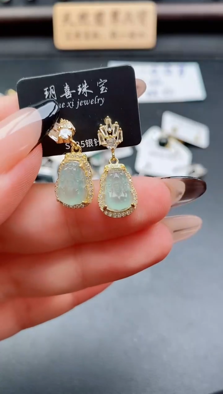 银S925镶嵌戒指翡翠1