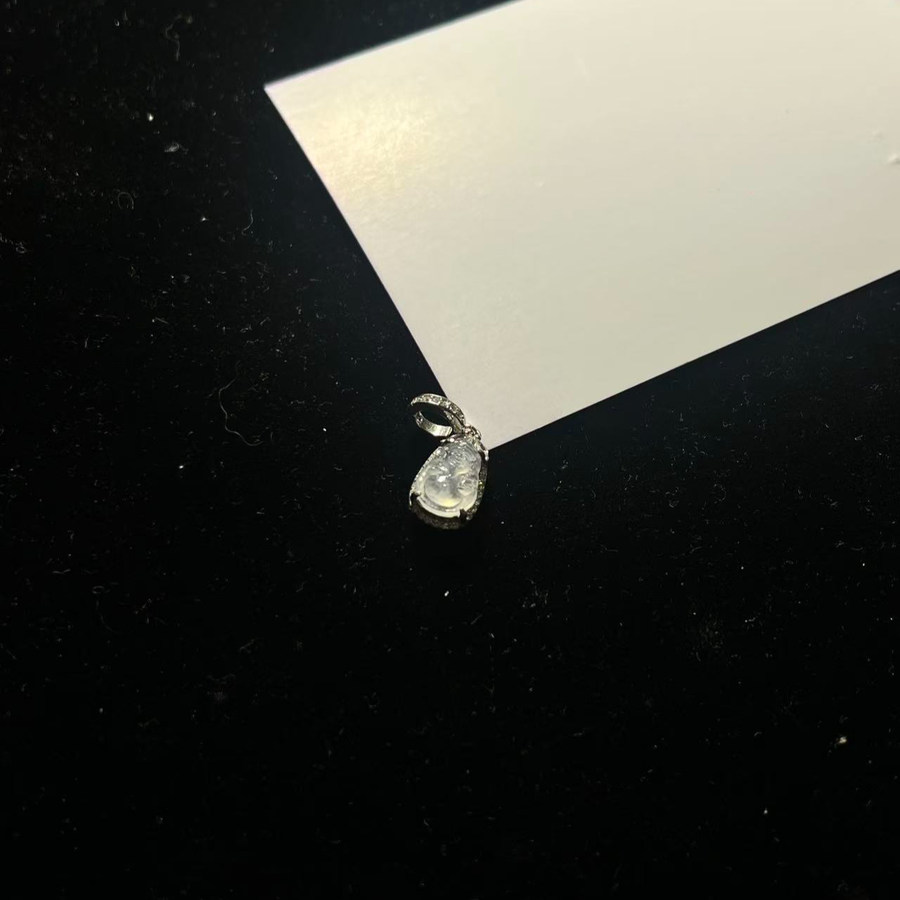 纯A缅甸翡翠白冰财神吊坠