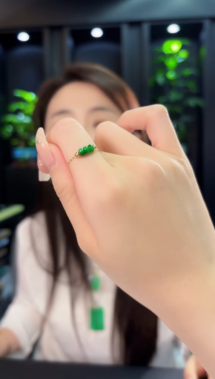 翡翠戒指18K金镶嵌缅料A货/多样性发货/一件