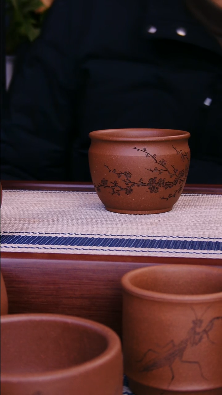 茶杯紫砂燕*侠深井紫泥杯子