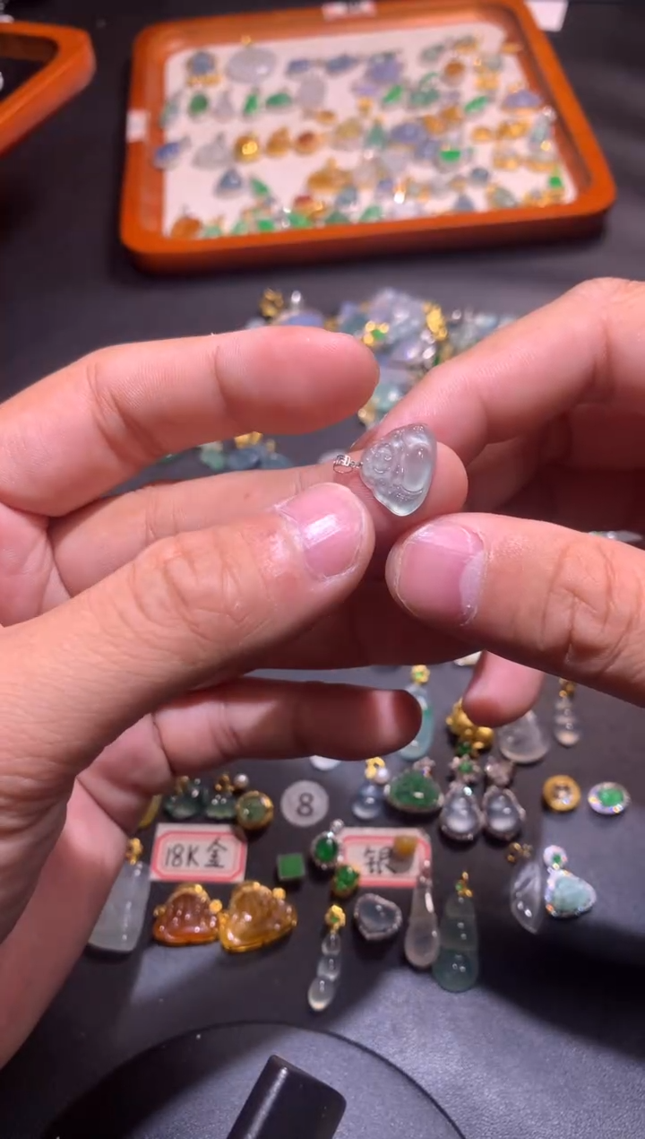 翡翠银S925镶嵌吊坠(不含链)1