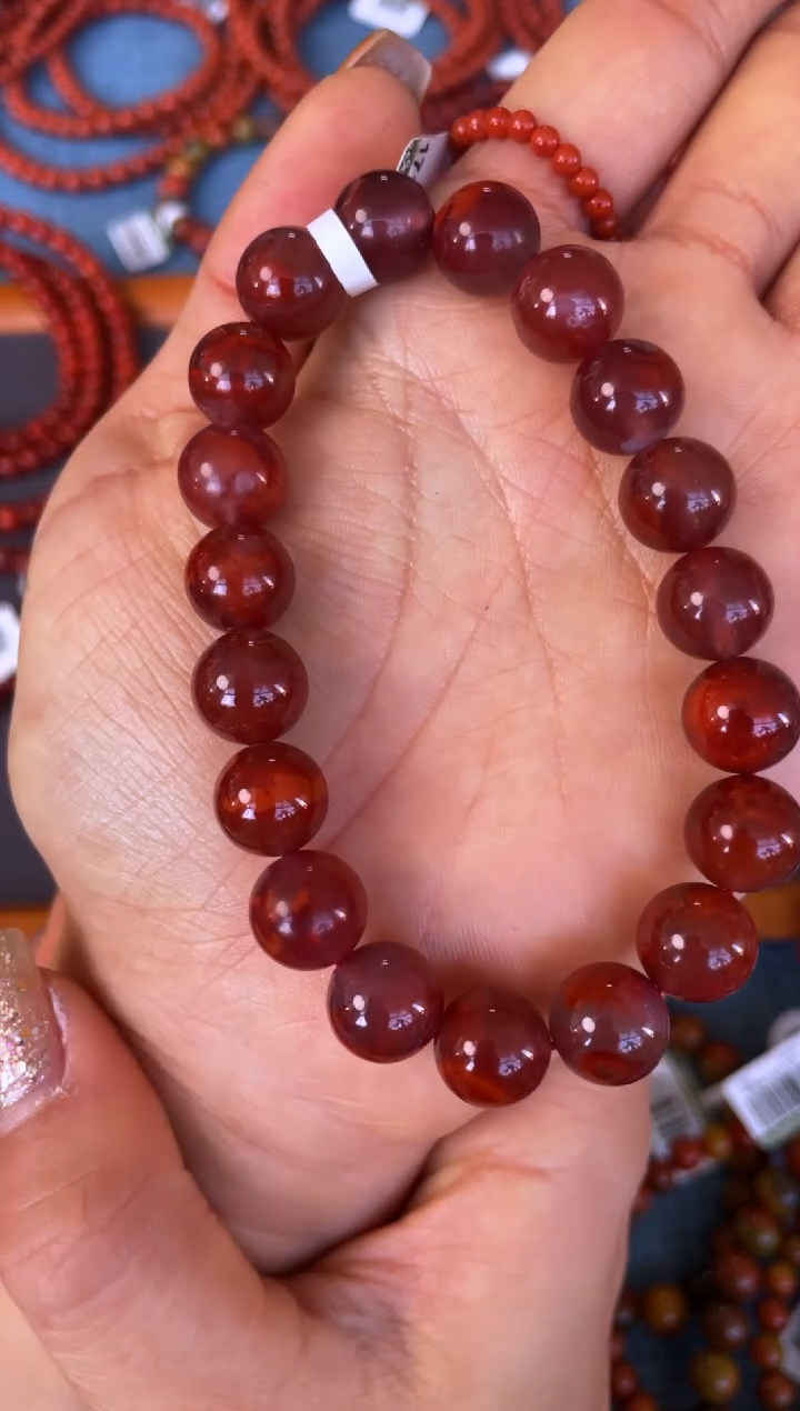 未镶嵌手串南红玛瑙N24凉山瓦西料牛血单圈