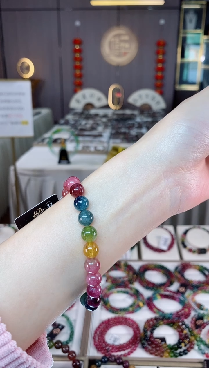 未镶嵌老矿碧玺单圈手串8mm+碧玺dan多样性发货一条