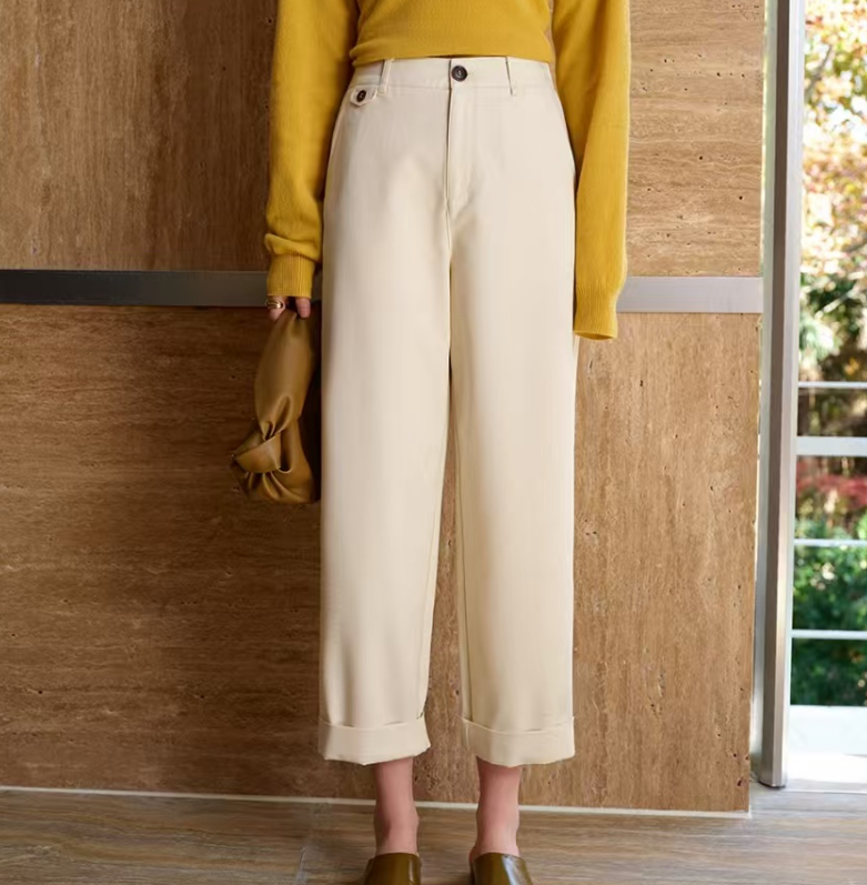 2025春季新款气质百搭柔软舒服清爽显瘦九分直筒裤5296