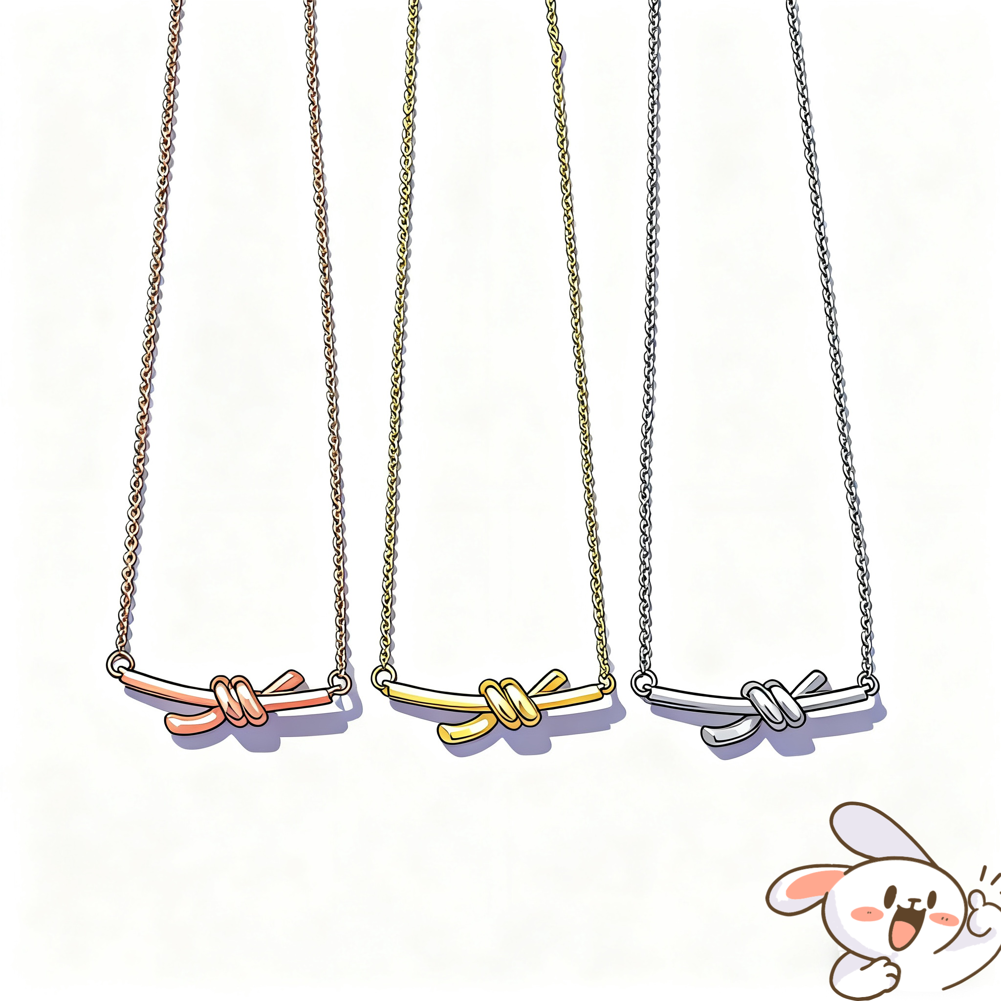 合金项链 T家绳结项链