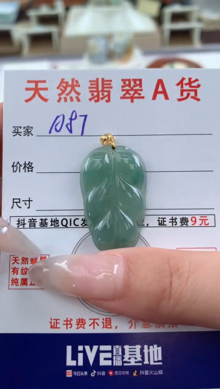 【闪购商品】翡翠颈饰18K金镶嵌 天然A货翡翠挂件