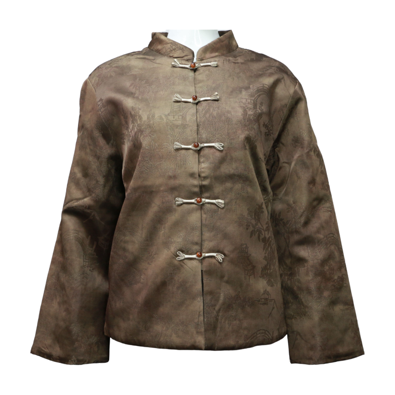 快创【素绮】新中式 复古加厚长袖秋冬中式优雅国风冬季印花棉服