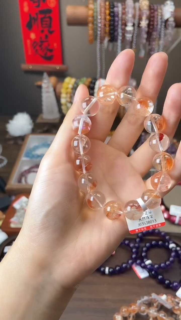 水晶手链未镶嵌13m锦鲤胶花