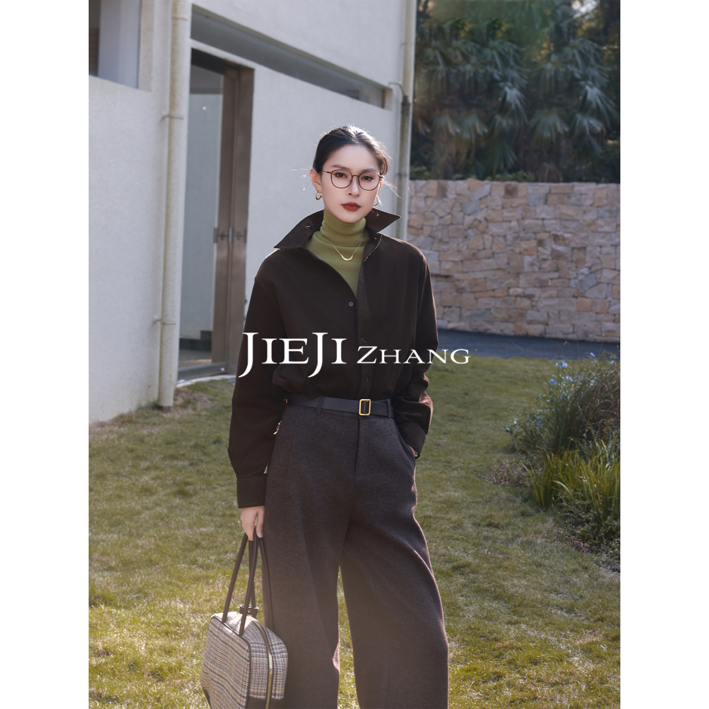 【JIEJI ZHANG】匹马棉细坑条定制秋冬百搭衬衫351266