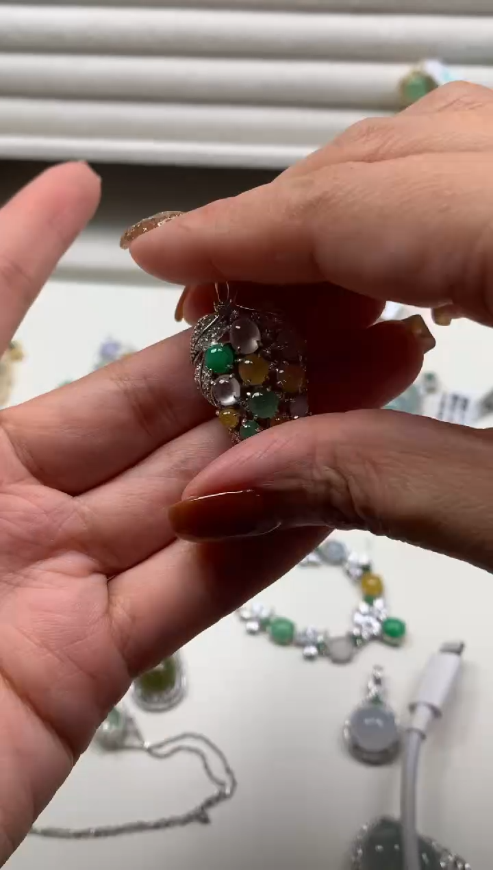 银S925镶嵌戒指翡翠吊坠