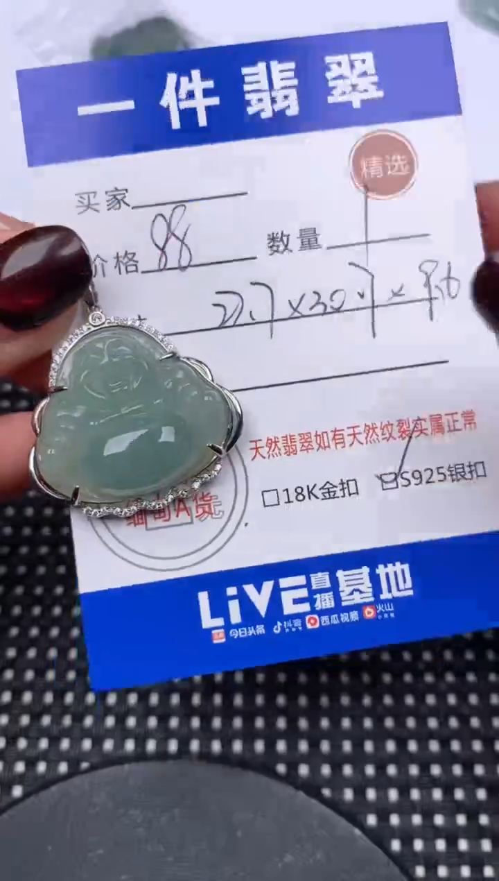 【闪购商品】翡翠颈饰银S925镶嵌挂件