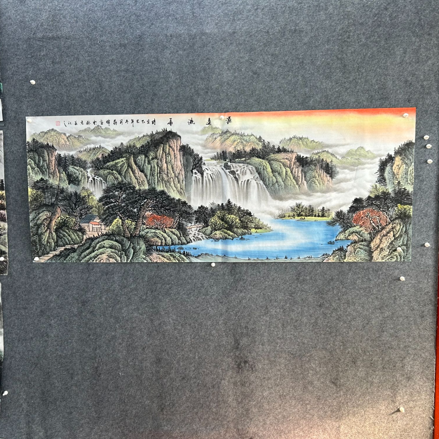 源远流长尺寸：180cm*70cm挂画山水客厅背景墙装饰画