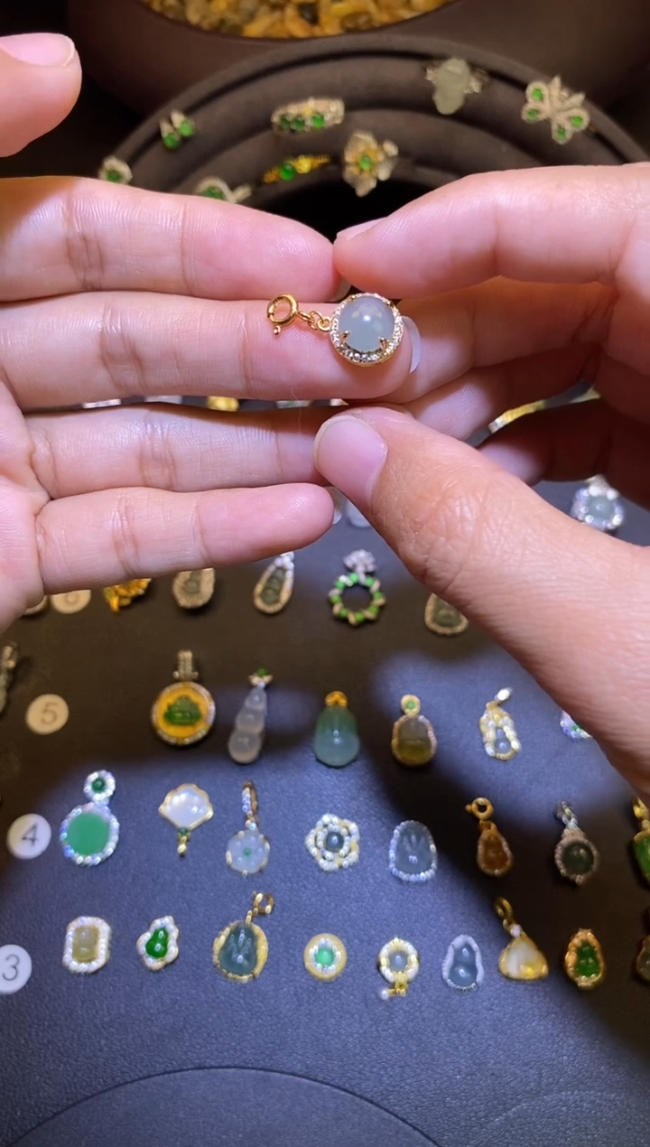 吊坠(不含链)银S925镶嵌翡翠1