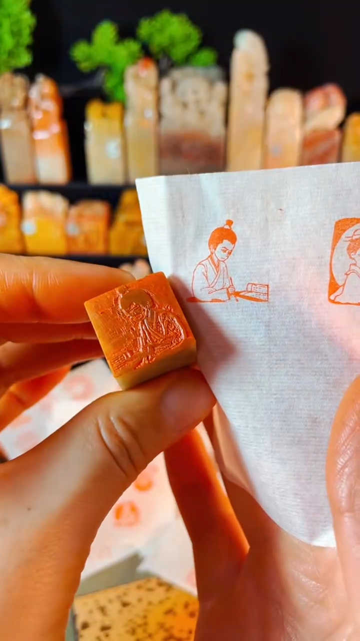 【闪购商品】巴林石印石手工篆刻《读书少年》无框