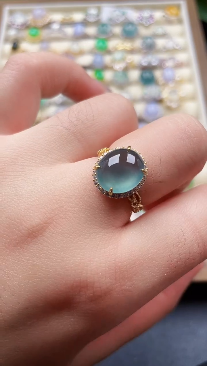 银S925镶嵌戒指翡翠155