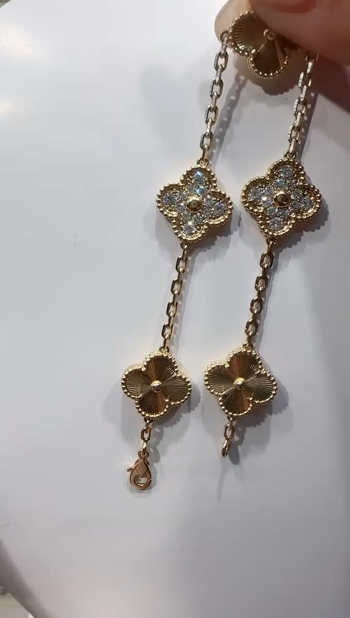 【闪购商品】钻石手链18K金镶嵌镭射隔钻五花