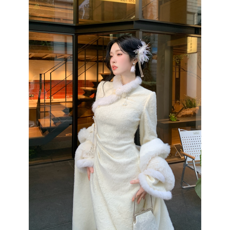 【清晖落玉】2025冬季加绒加厚改良民国风气质立体刺绣加绒旗袍