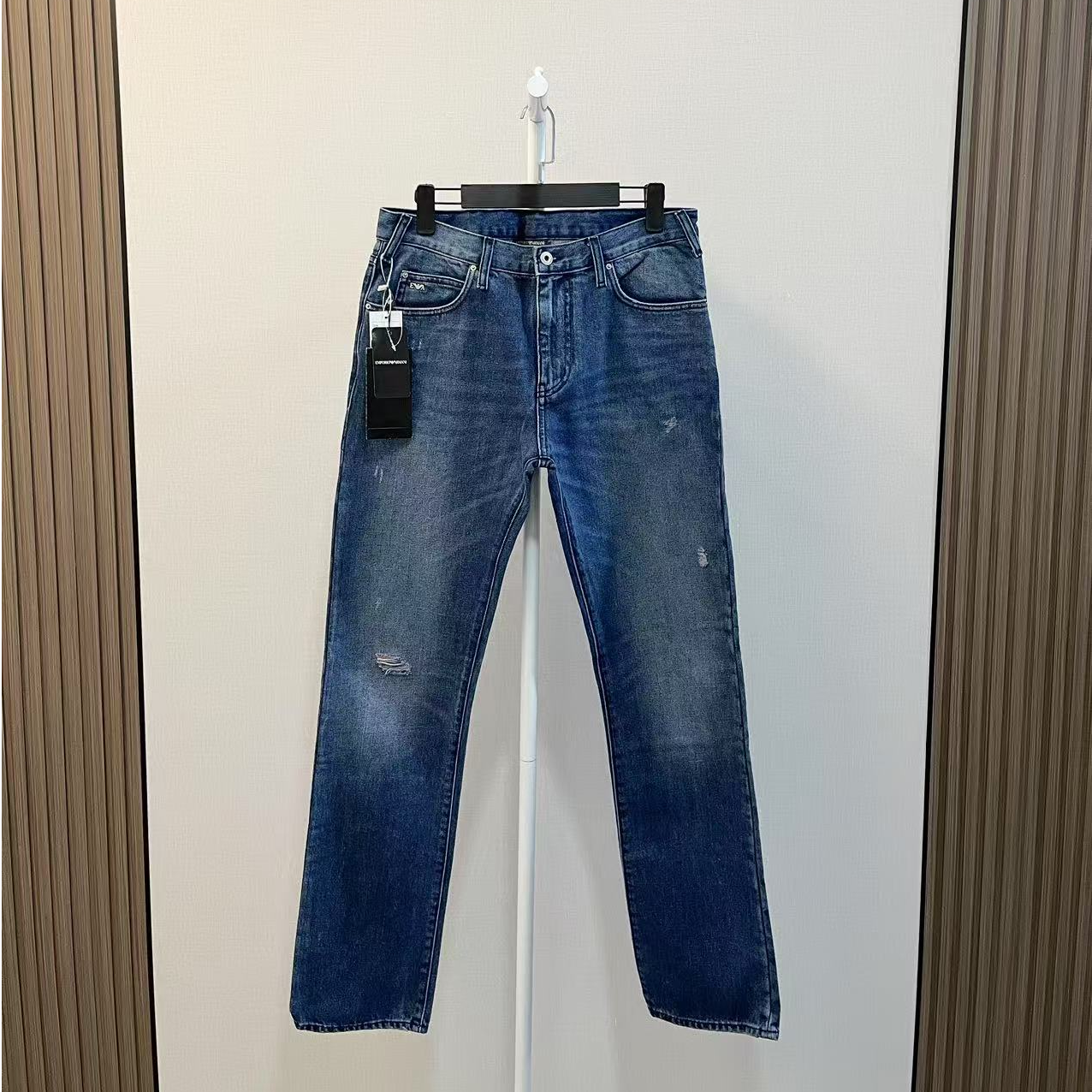 全新未使用 GIORGIO ARMANI/阿玛尼 /水洗蓝金属皮牌牛仔裤/31码