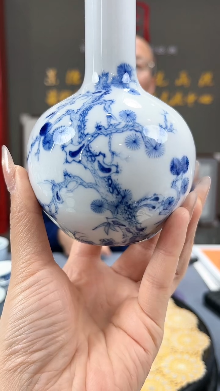 【闪购商品】官窑瓷画院430官窑瓷画院松竹梅天球瓶