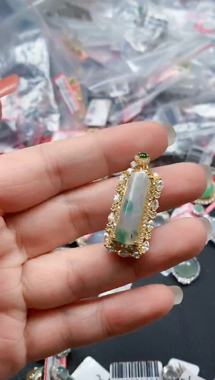 银S925镶嵌戒指翡翠天然A货缅甸翡翠