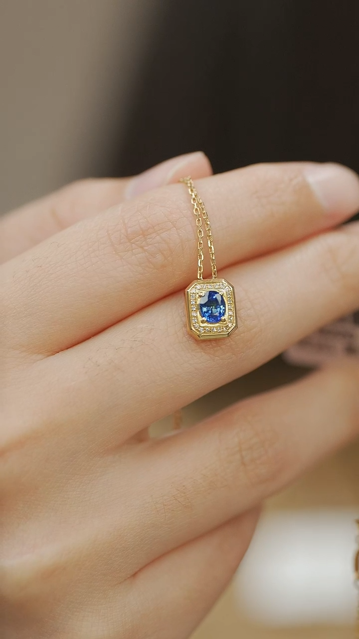 【闪购商品】蓝宝石吊坠(不含链)18K金镶嵌0.58ct