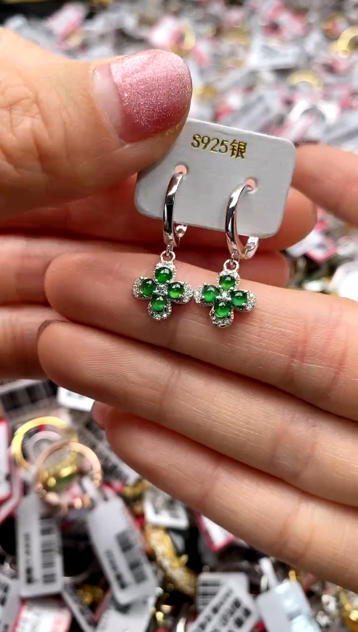 【闪购商品】翡翠戒指银S925镶嵌222222222     6