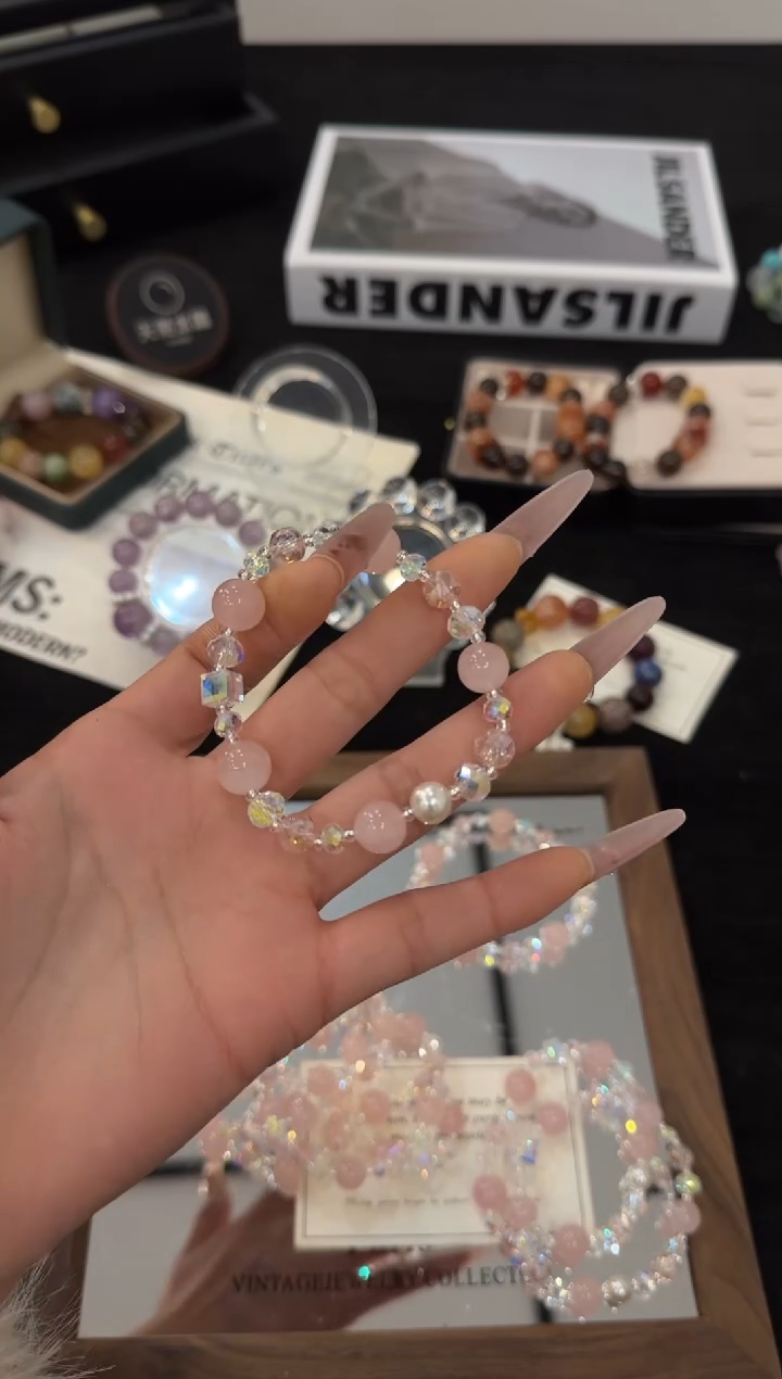 未镶嵌手链水晶粉水晶x3525