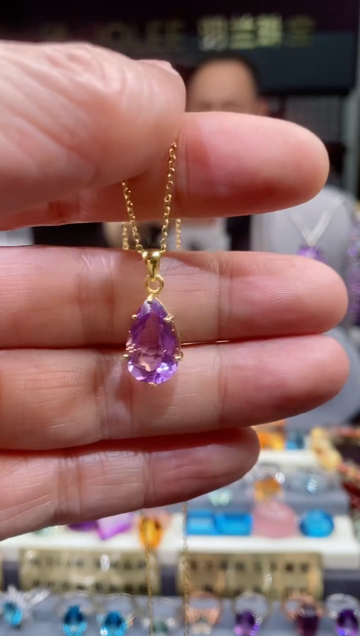 【闪购商品】紫晶吊坠银S925镶嵌紫晶吊坠
