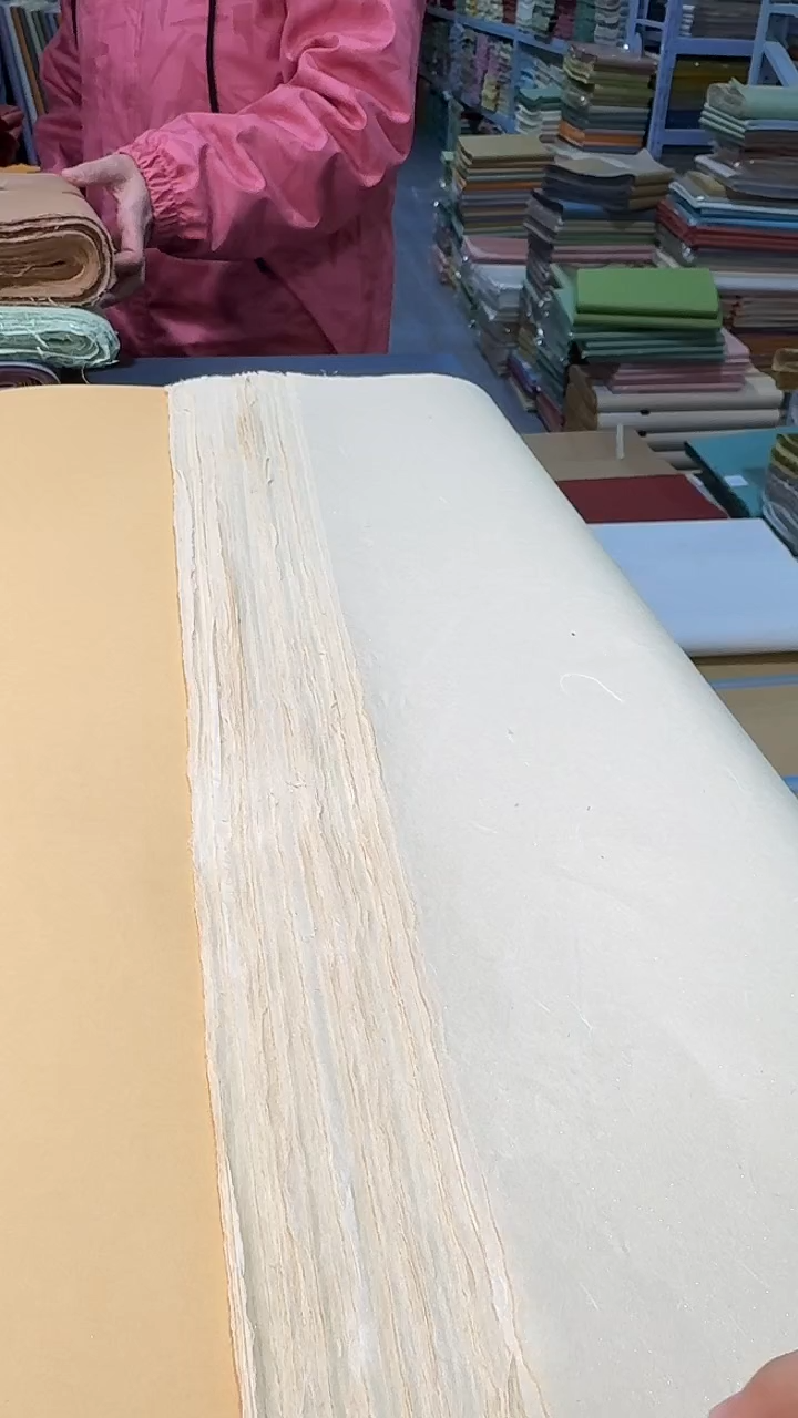 纯手工四尺整张50张浅仿古珠光楮皮笺