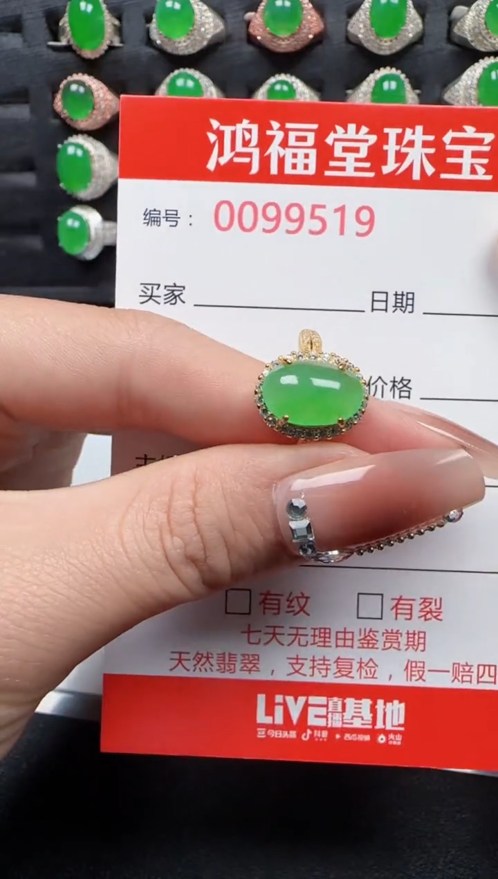 【闪购商品】翡翠戒指银S925镶嵌9519