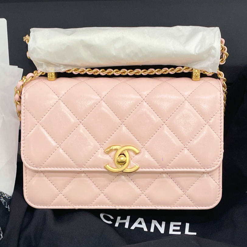 未使用 Chanel/香奈儿 双金珠樱花粉woc /7QH40216