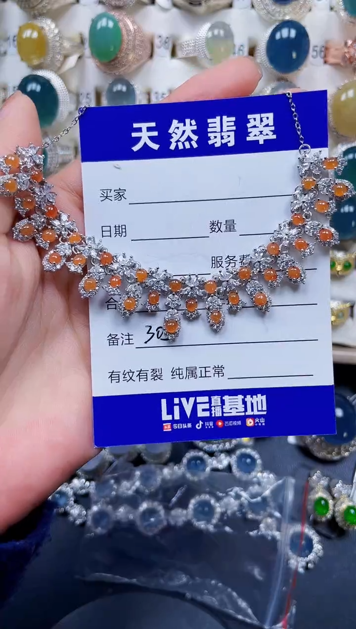 颈饰银S925镶嵌翡翠305