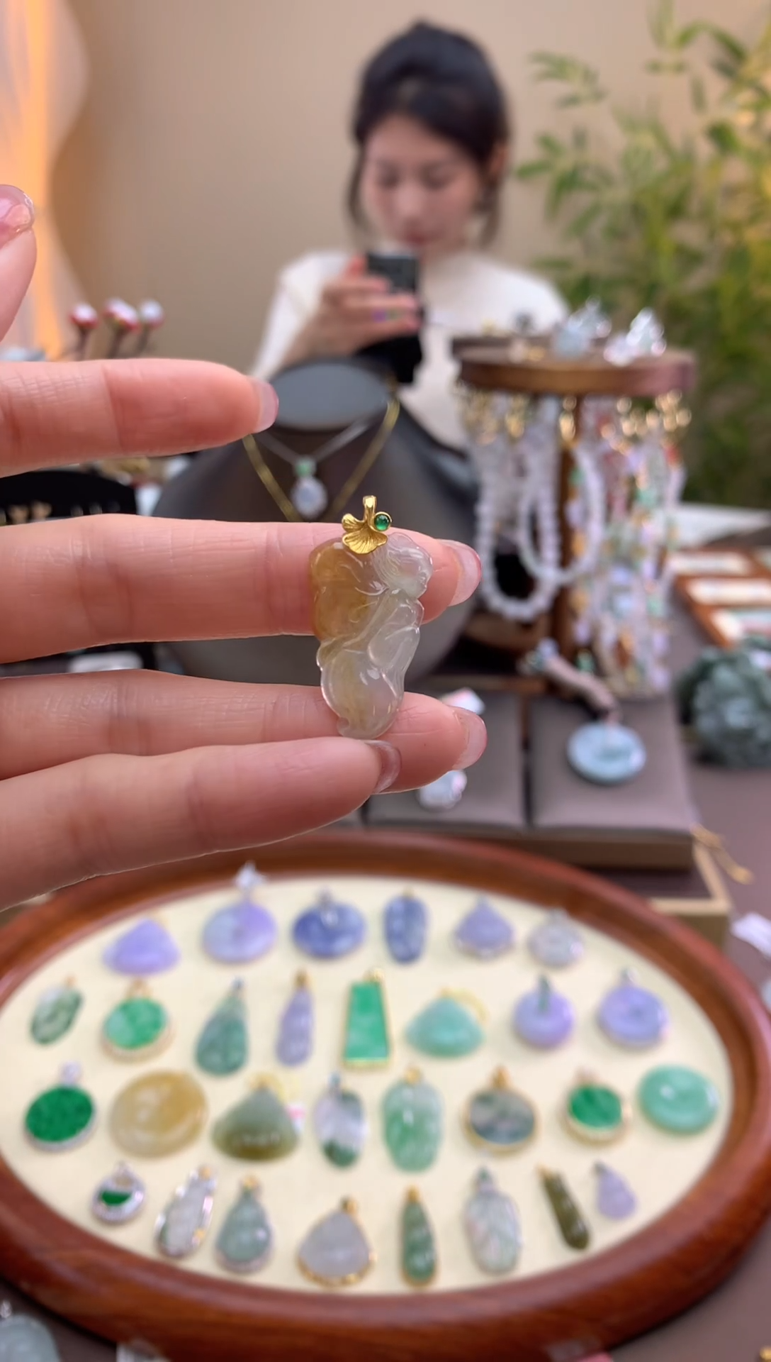 【闪购商品】翡翠颈饰18K金镶嵌天使