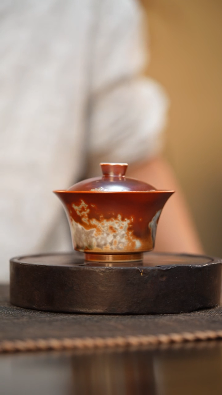 13柴房陶瓷柴烧马蹄盖碗