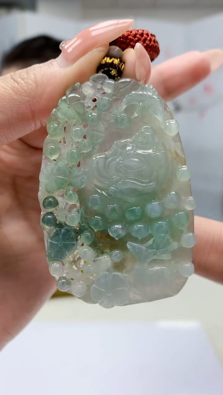 【闪购商品】定制翡翠未镶嵌4902MM-毛货挂件11