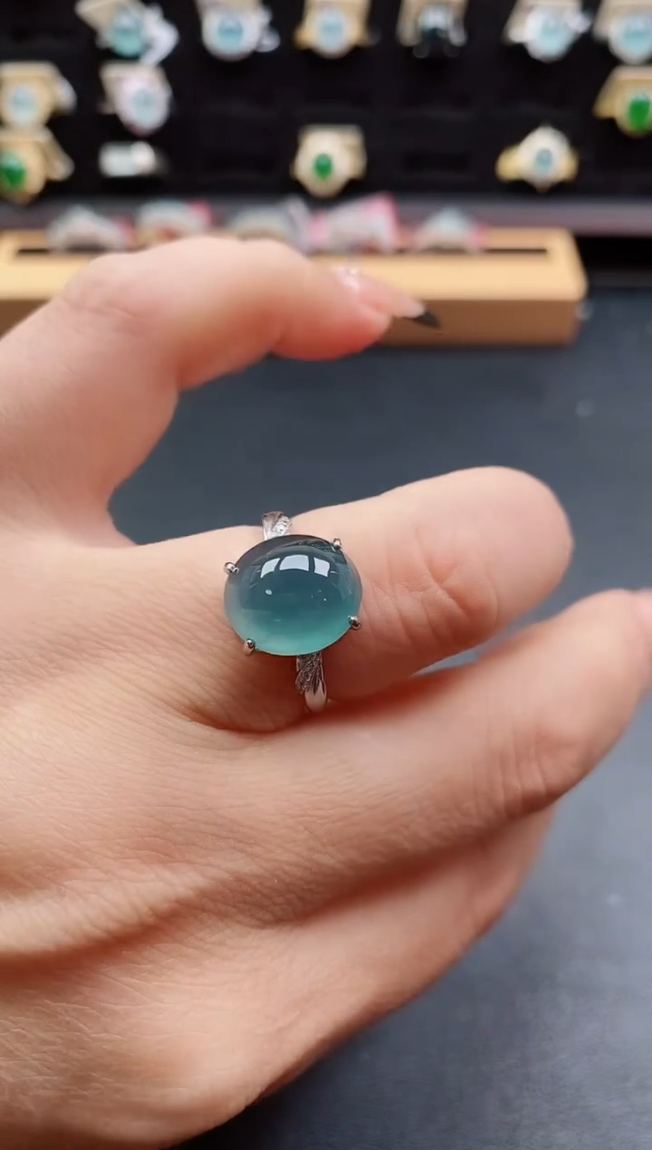 银S925镶嵌戒指翡翠1
