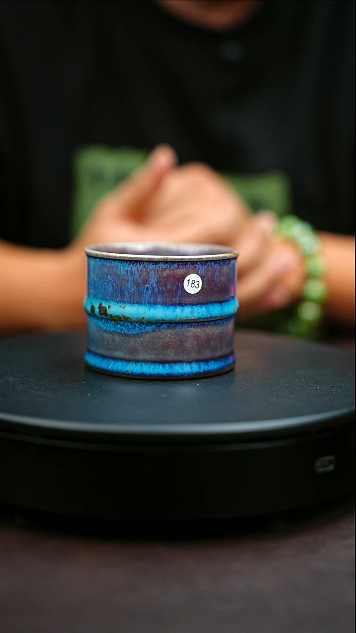 183#原矿钧瓷炉钧釉竹节杯