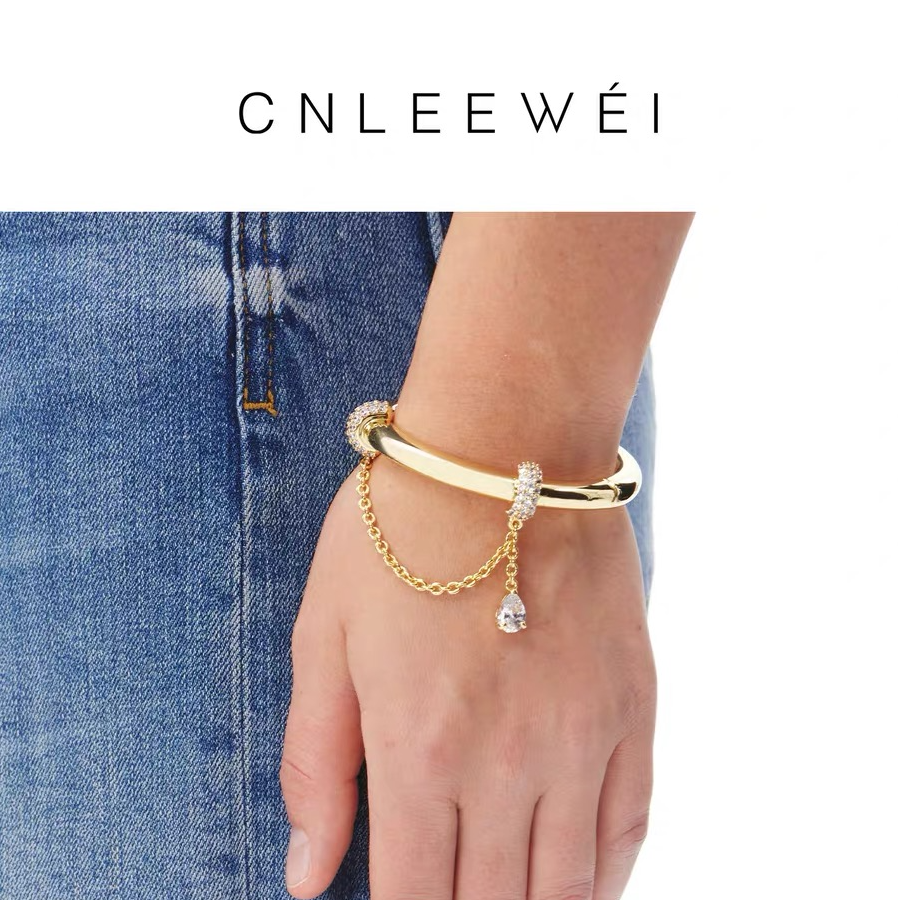 合金手镯 CNLEEWEI 2026春季新款链条流苏锆石手镯镯子