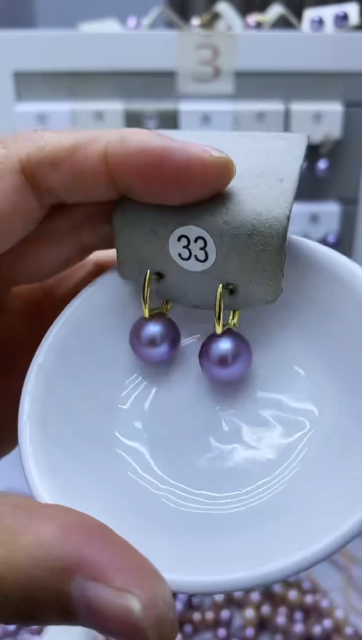 银S925镶嵌淡水珍珠耳饰33