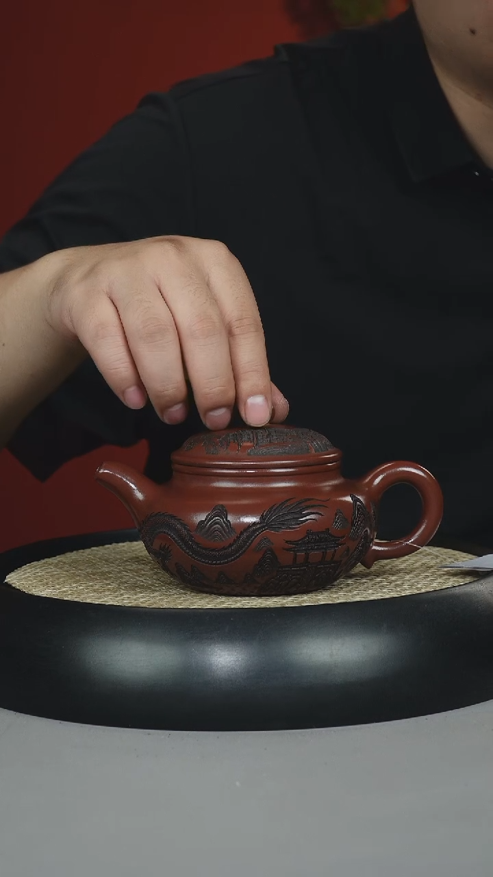 茶壶紫砂龙血砂 仿古 龙行天下