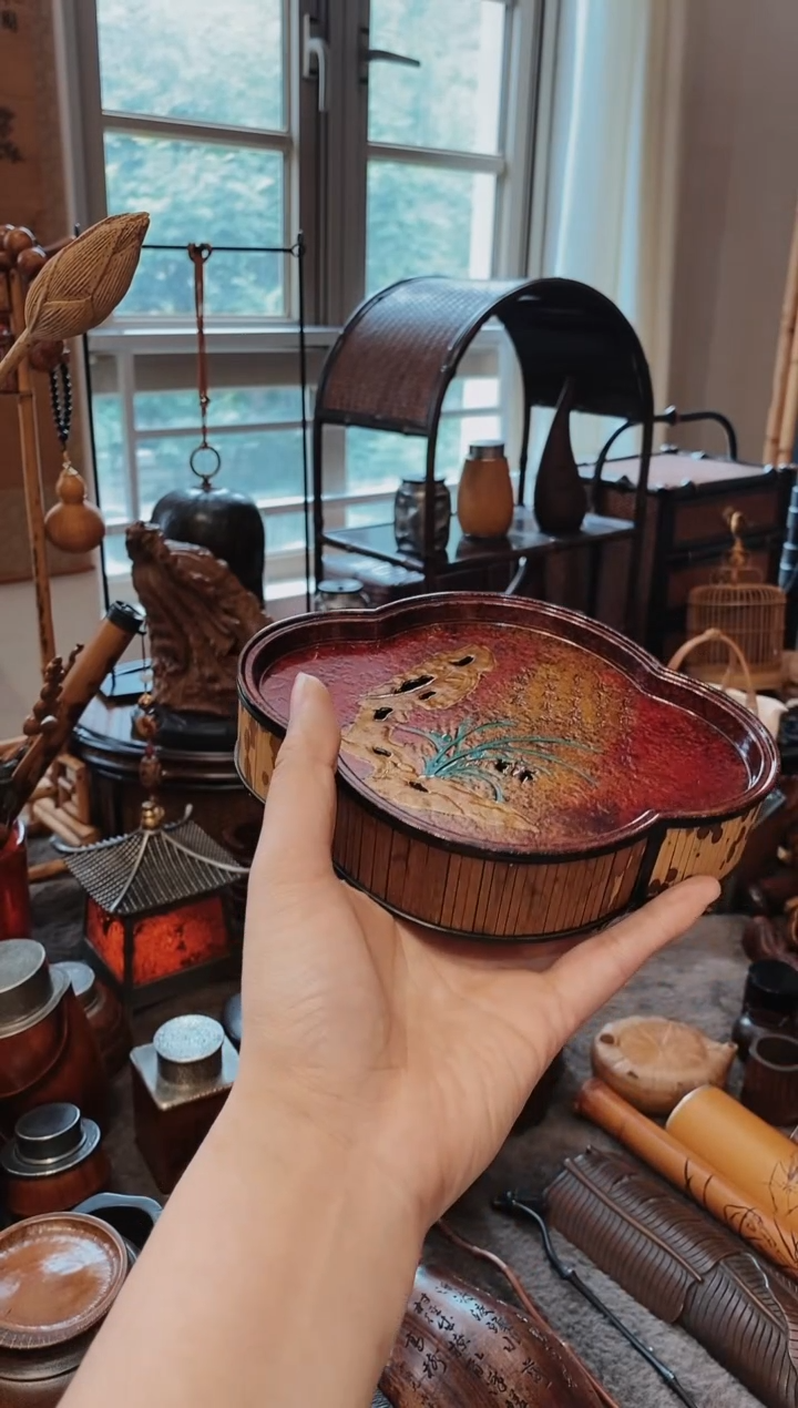 竹编古锡精品款壶承