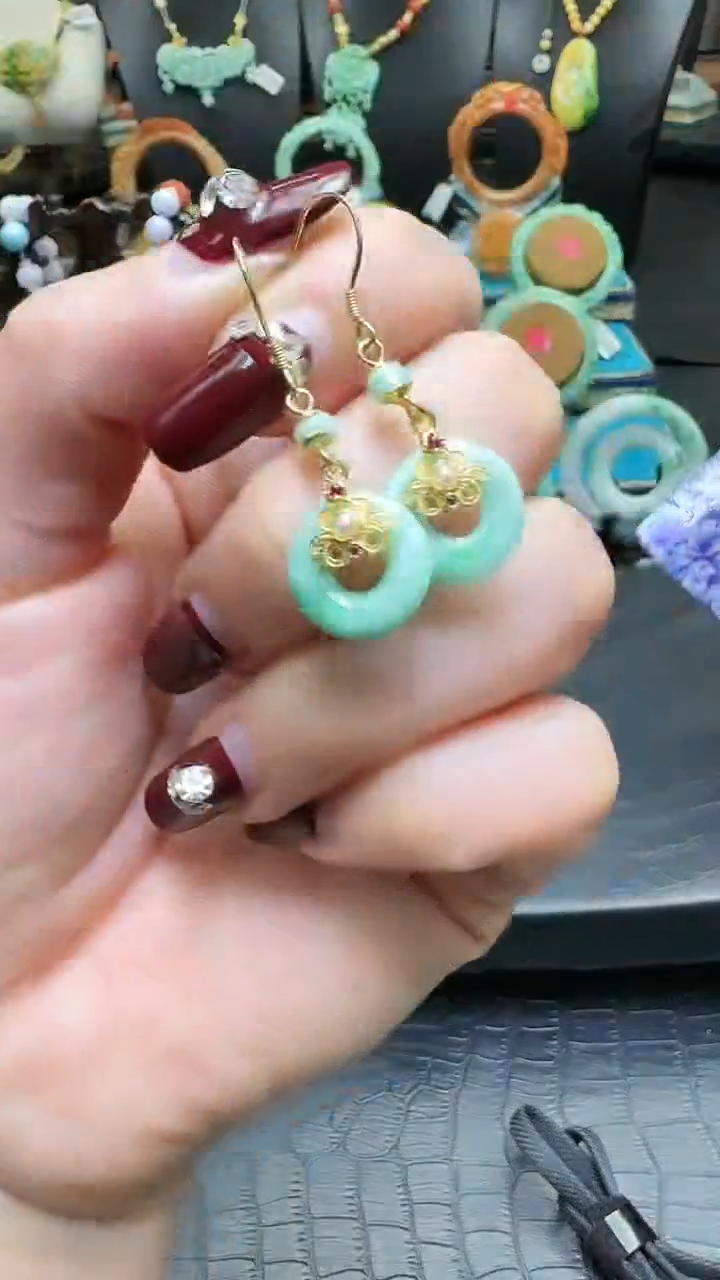 【闪购商品】翡翠耳饰银S925镶嵌圈圈