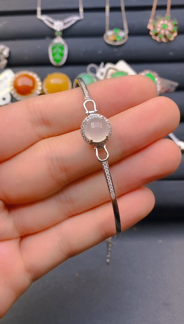 【闪购商品】翡翠戒指银S925镶嵌天然A货翡翠1