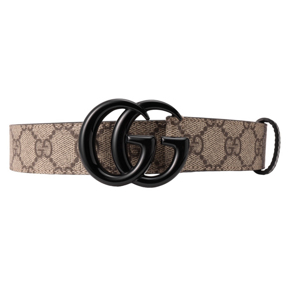 未使用 GUCCI/古驰 黑色双G 金属logo时尚腰带 男款 棕色 宽3cm 