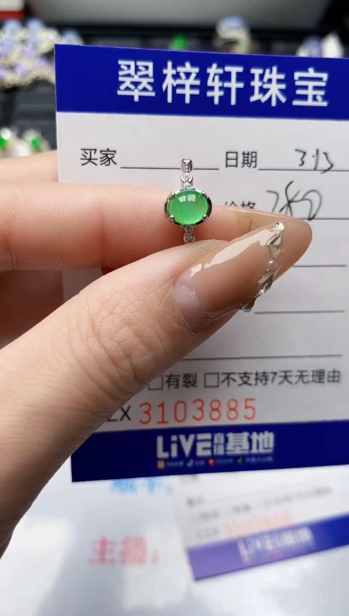 【闪购商品】翡翠银S925镶嵌戒指3885