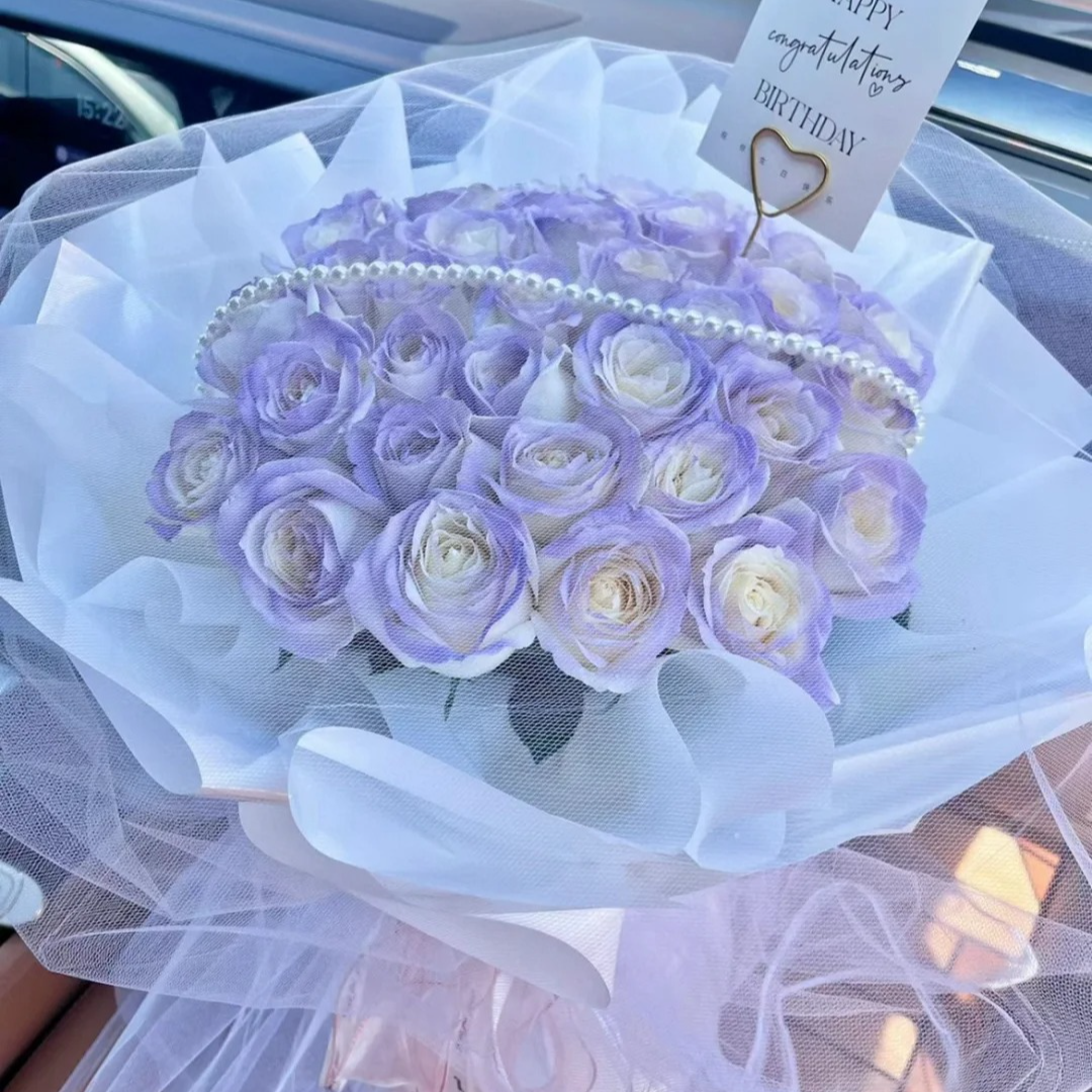 【仙女紫】33朵紫玫瑰爱心花束求婚表白花束送女友送老婆送闺蜜送朋友鲜花小时达同城送花上门