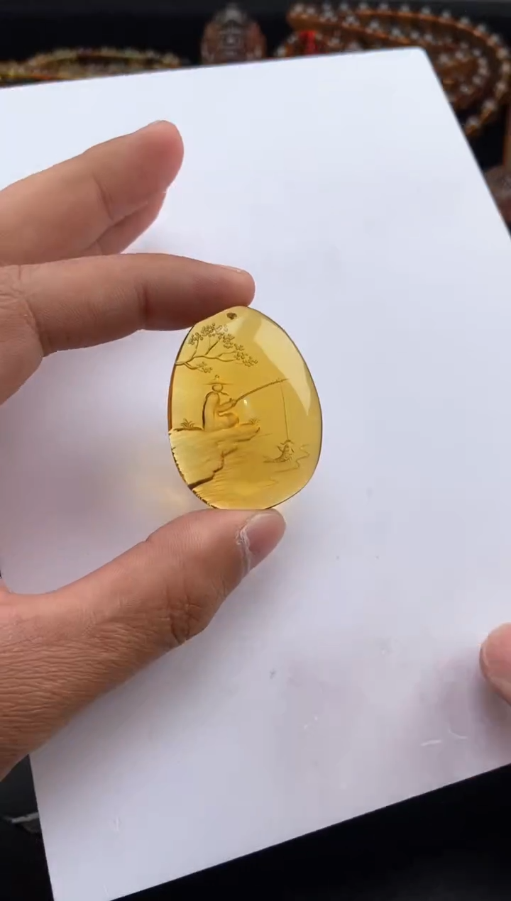 【闪购商品】琥珀颈饰未镶嵌渔翁得利吊坠