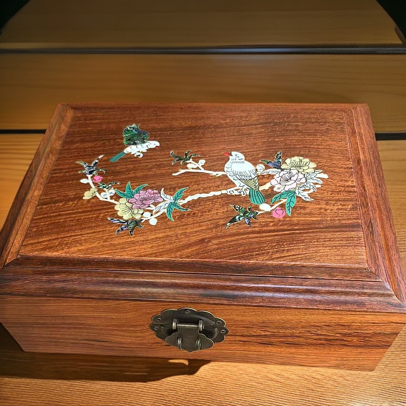 首饰盒/箱 缅花螺钿复古精致木质工艺首饰盒29*22*9cm