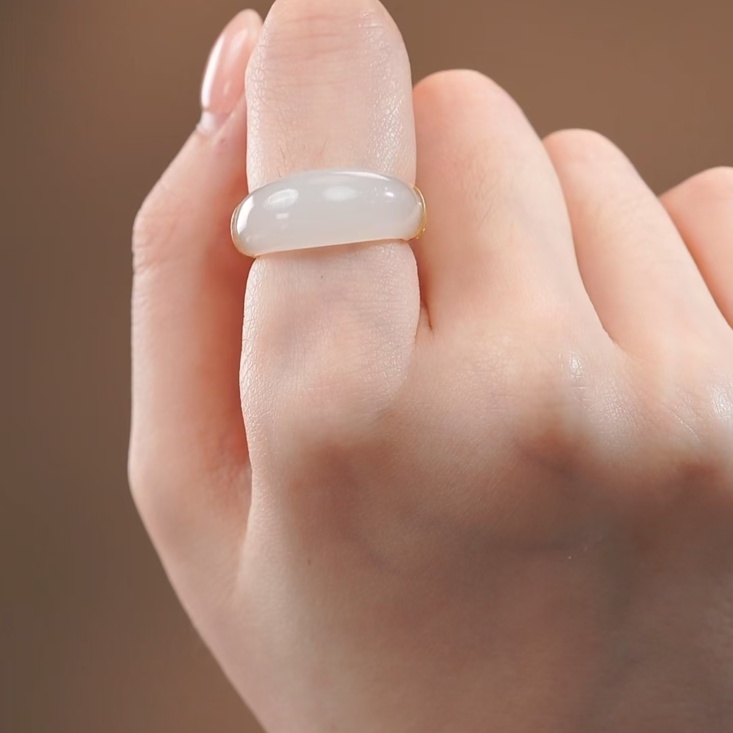 【芮初珠宝】18k金和田玉白玉戒指（多样性发其一）